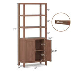 Étagère de 180 cm de haut, Bibliothèque en bois de style ferme à 5 niveaux, Armoire à portes croisées, Bibliothèque autoportante avec étagère réglable, Chêne