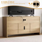1 ENSEMBLE BP Meuble TV en MDF avec 2 Portes en Rotin, Planche Épaisse, Rangement Spacieux, Construction en MDF Durable, Design Élégant et Assemblage Facile