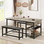 Ensemble de salle à manger pour 4, table de cuisine avec bancs rembourrés, table de salle à manger de cuisine pour petit espace