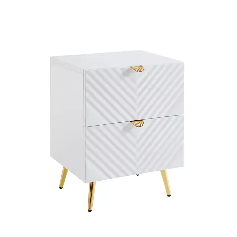 Table de chevet Probe Hues haute brillance à 2 tiroirs avec motif ondulé