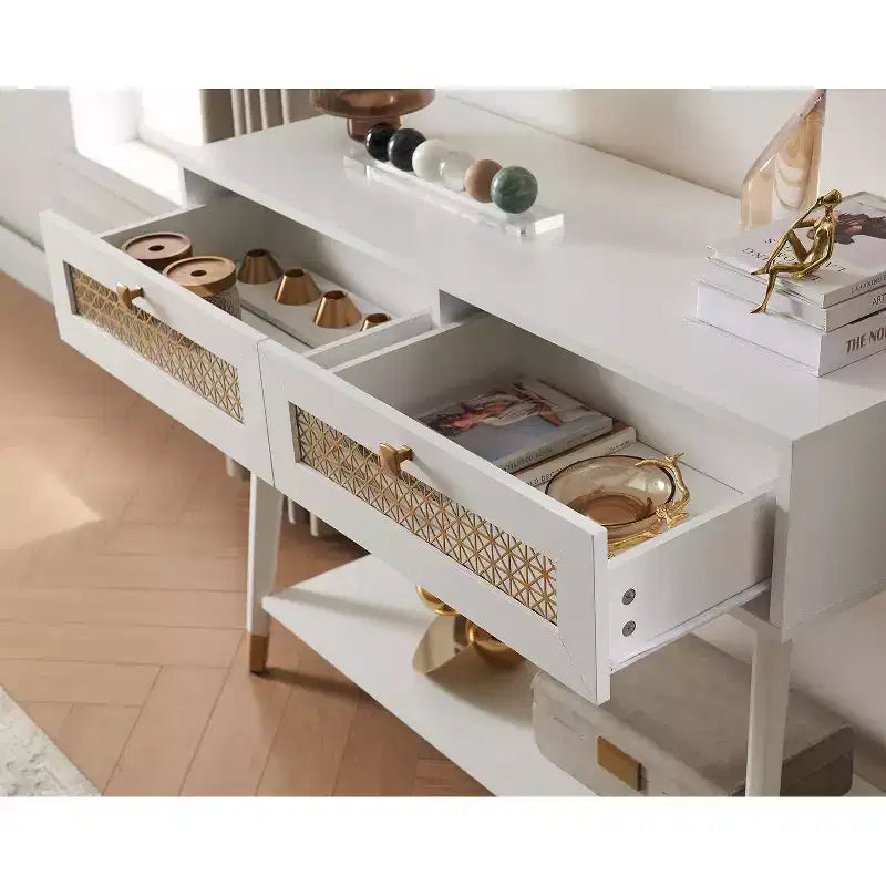 Probe Hues Table Console d'entrée Moderne et Élégante avec Tiroirs et Étagère en Métal