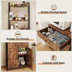Étagère de Boulanger avec Armoire 70.8 Meuble de Rangement pour Micro-ondes, Meuble Bar Haut, Étagère de Cuisine Industrielle avec Tiroir, Grand Support de Rangement pour Micro-ondes