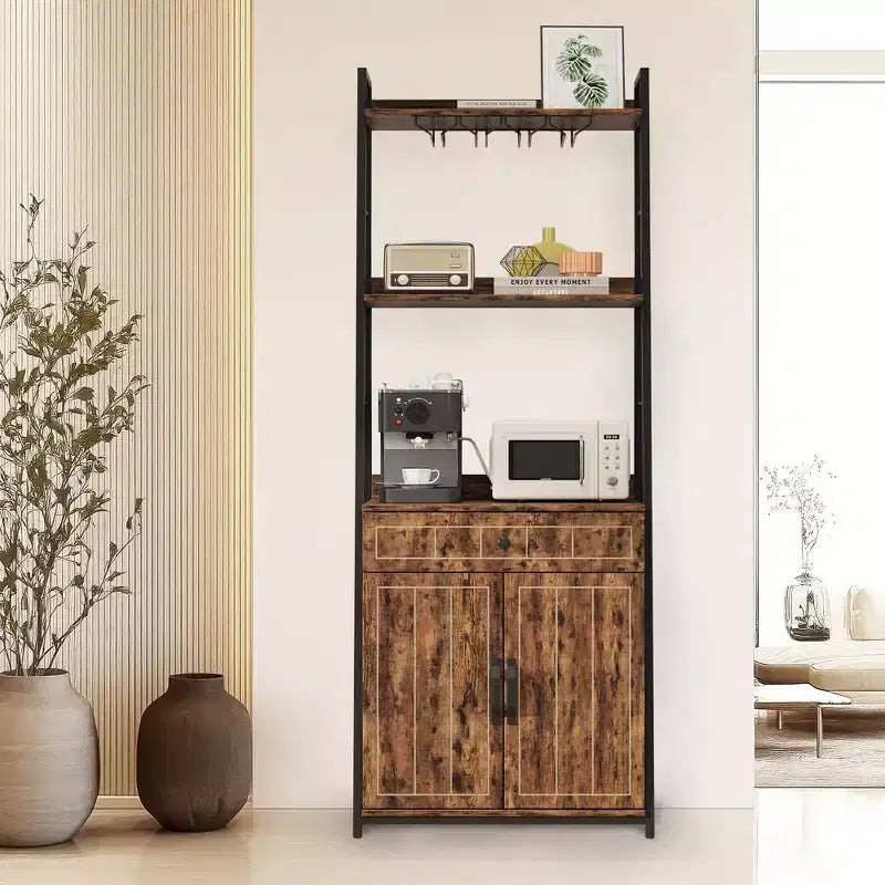 Étagère de Boulanger avec Armoire 70.8 Meuble de Rangement pour Micro-ondes, Meuble Bar Haut, Étagère de Cuisine Industrielle avec Tiroir, Grand Support de Rangement pour Micro-ondes