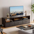 GustoWave Black TV Stand for up to 80 Inch TVs, Modern Media Console Table with 3 Drawers & 3 Open Shelves for Living Room Bedroom