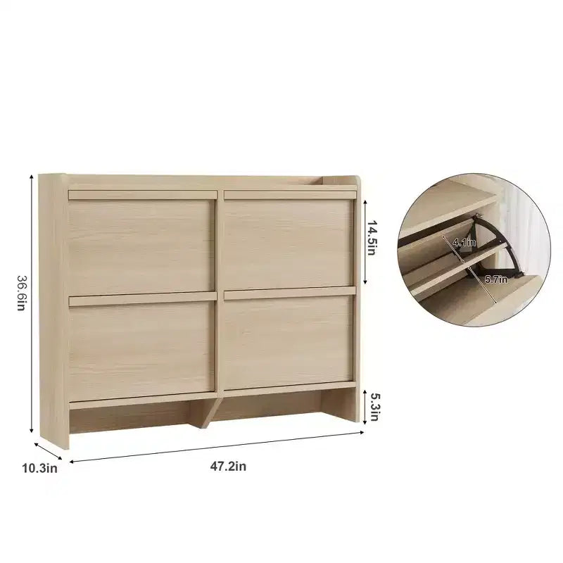 Meuble à chaussures avec tiroirs basculants, meuble de rangement à chaussures moderne pour entrée, meuble à chaussures en bois avec étagère réglable