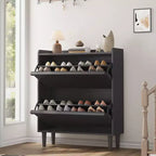 Shoe Cabinet with Flip Drawers, Modern Shoe Storage for Entryway, Wooden Shoe Cabinet with Adjustable Shelf