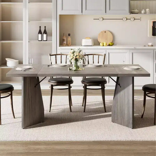 Table à manger de 180 cm pour 6 personnes, table de cuisine rectangulaire de style ferme avec cadre robuste, grand bureau en bois épaissi
