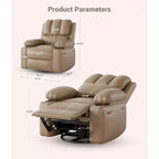 Canapé inclinable électrique Acekool avec massage, fonction pivotante et bascule, port USB, porte-gobelets, poches latérales, siège extra large, salon