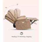 Canapé inclinable électrique Acekool avec massage, fonction pivotante et bascule, port USB, porte-gobelets, poches latérales, siège extra large, salon