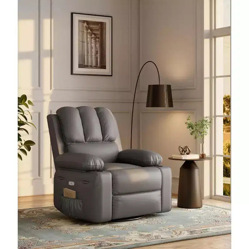 Canapé inclinable électrique Acekool avec massage, fonction pivotante et bascule, port USB, porte-gobelets, poches latérales, siège extra large, salon