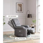 Canapé inclinable électrique Acekool avec massage, fonction pivotante et bascule, port USB, porte-gobelets, poches latérales, siège extra large, salon