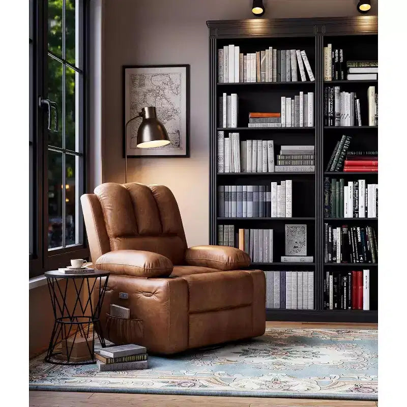 Canapé inclinable électrique Acekool avec massage, fonction pivotante et bascule, port USB, porte-gobelets, poches latérales, siège extra large, salon