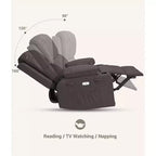 Canapé inclinable électrique Acekool avec massage, fonction pivotante et bascule, port USB, porte-gobelets, poches latérales, siège extra large, salon
