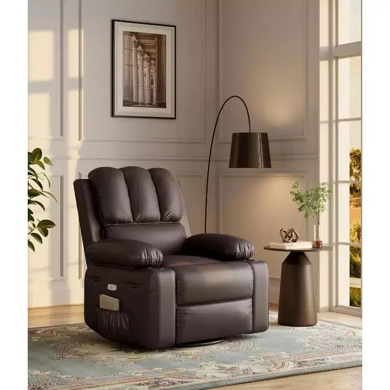Canapé inclinable électrique Acekool avec massage, fonction pivotante et bascule, port USB, porte-gobelets, poches latérales, siège extra large, salon