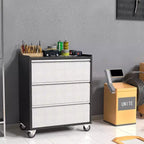 Chariot à outils en métal robuste Acekool avec 3 tiroirs, armoire de rangement à roulettes pour garage, atelier, entrepôt, gris