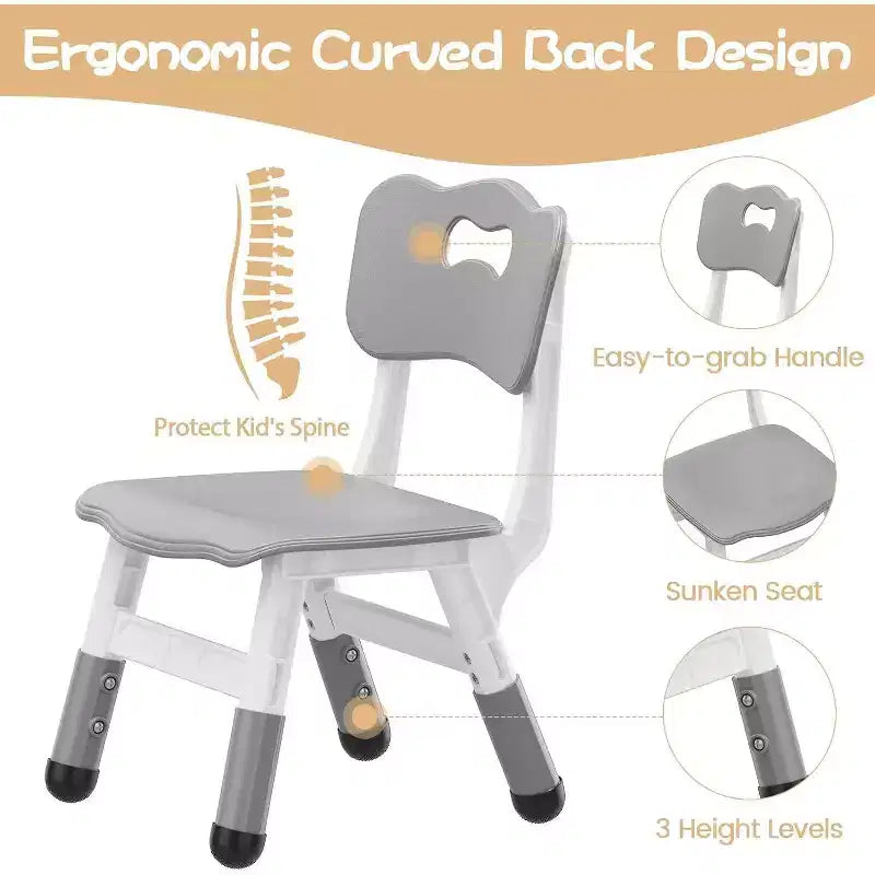 Acekool Chaise Enfant Réglable en Hauteur sur 3 Niveaux, Lot de 2, pour 2 à 6 Ans avec Pieds Antidérapants et Dossier Ergonomique