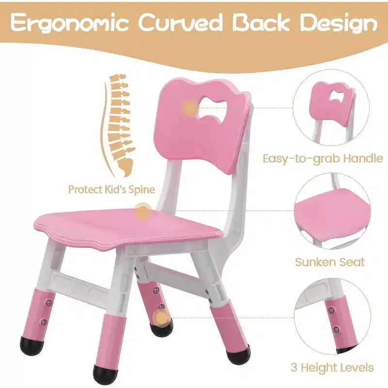Acekool Chaise Enfant Réglable en Hauteur sur 3 Niveaux, Lot de 2, pour 2 à 6 Ans avec Pieds Antidérapants et Dossier Ergonomique