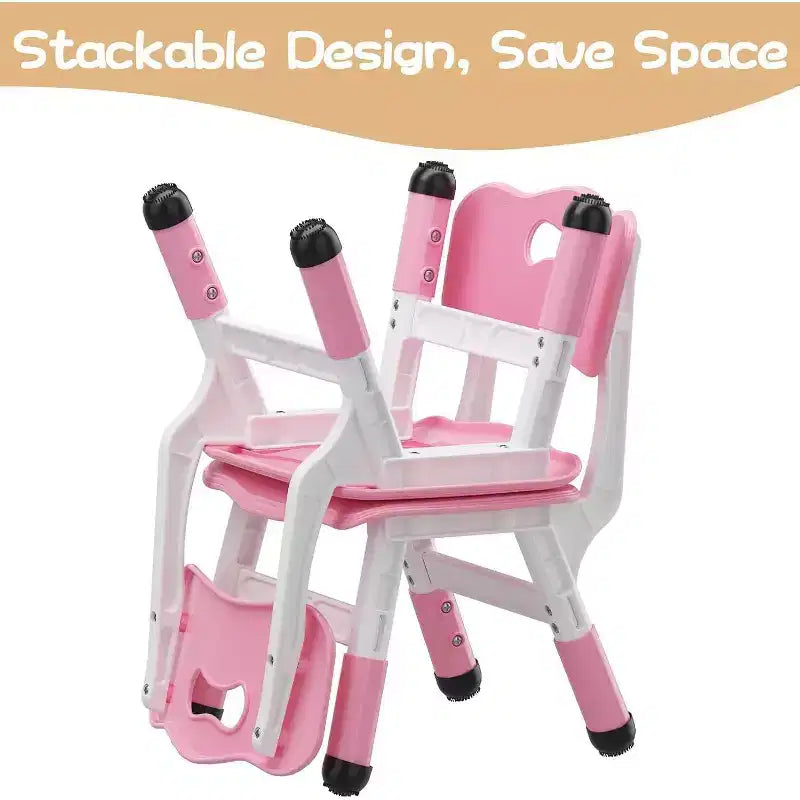 Acekool Chaise Enfant Réglable en Hauteur sur 3 Niveaux, Lot de 2, pour 2 à 6 Ans avec Pieds Antidérapants et Dossier Ergonomique