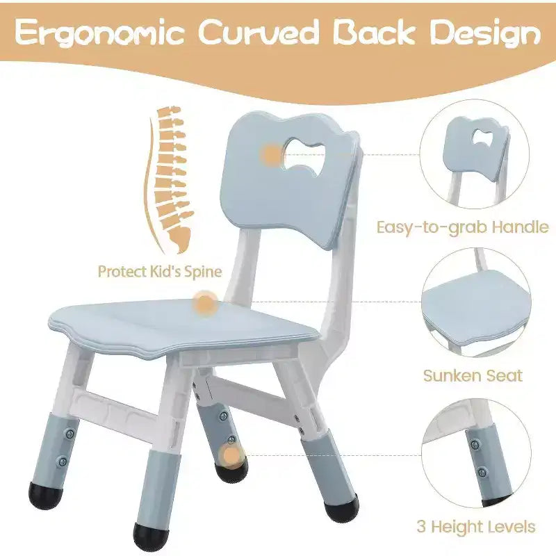 Acekool Chaise Enfant Réglable en Hauteur sur 3 Niveaux, Lot de 2, pour 2 à 6 Ans avec Pieds Antidérapants et Dossier Ergonomique