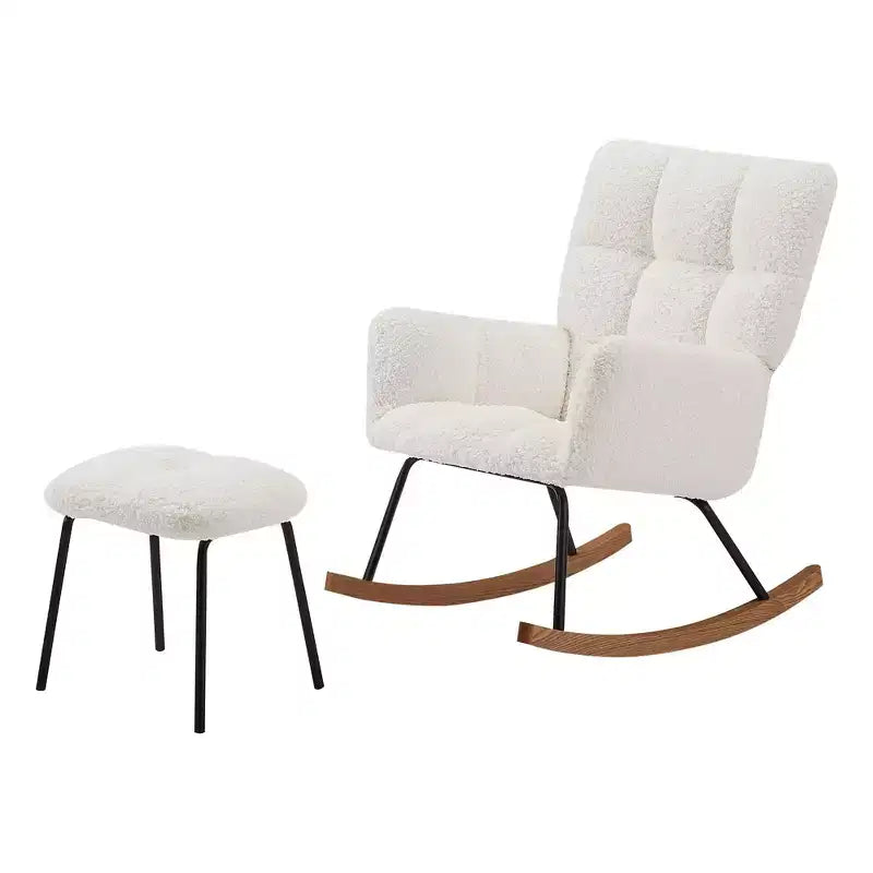 Fauteuil à bascule moderne avec dossier haut, accoudoirs, design ergonomique, chaise longue inclinable