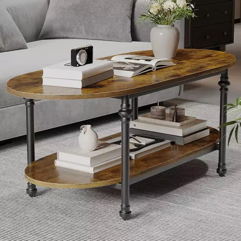 GustoWave 47.24 Petites tables basses ovales, table basse moderne du milieu du siècle pour salon, chambre, bureau, petits espaces
