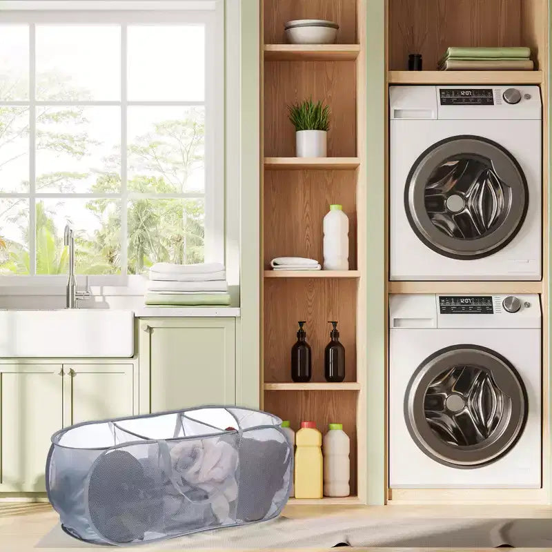 Panier à linge en maille pliable à compartiment Unique Bargains 1 pièce