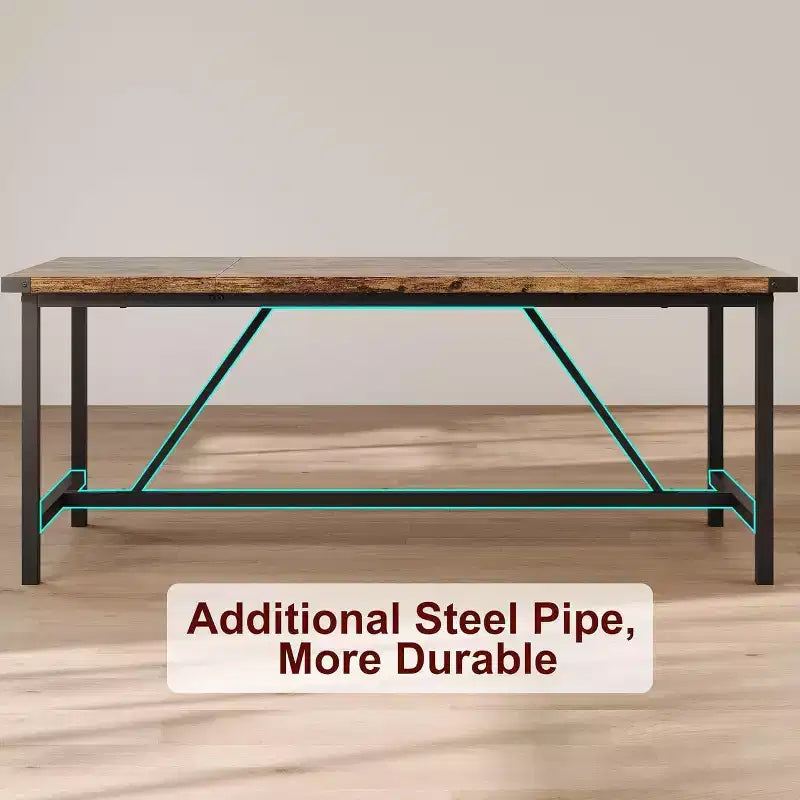 Table de salle à manger moderne pour 6-8 personnes, table de salle à manger industrielle de 180 cm pour maison/cuisine