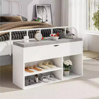 Banc à chaussures avec coussin, banc d'entrée avec étagère réglable, banc à chaussures de rangement dissimulé, étagère à chaussures en bois, pour entrée, couloir