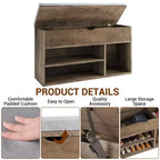 Banc à chaussures avec coussin, banc d'entrée avec étagère réglable, banc à chaussures de rangement dissimulé, étagère à chaussures en bois, pour entrée, couloir