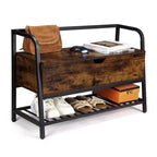 Shoe Storage Bench with Seating Entryway Storage Bench with Storage Box, Shoe Rack with Organizer Drawer Industrial Style