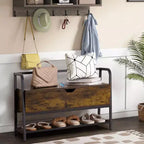 Banc de rangement pour chaussures avec assise, banc de rangement pour entrée avec coffre de rangement, étagère à chaussures avec tiroir organisateur style industriel