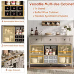 Garvee Farmhouse Armoire de buffet 47,2 pouces avec porte coulissante de style grange, buffet rustique de 33,4 pouces de haut avec 3 tiroirs, gris
