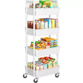 Pipishell 4-Tier Rolling Cart, Lightweight Plastic Organizer with Lockable Wheels & Reinforced Handle for Kitchen, Bathroom, Nursery, White