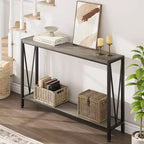 TROPOW Console, Table d'entrée à 2 niveaux, Table de canapé étroite avec rangement, Console pour entrée, salon, couloir