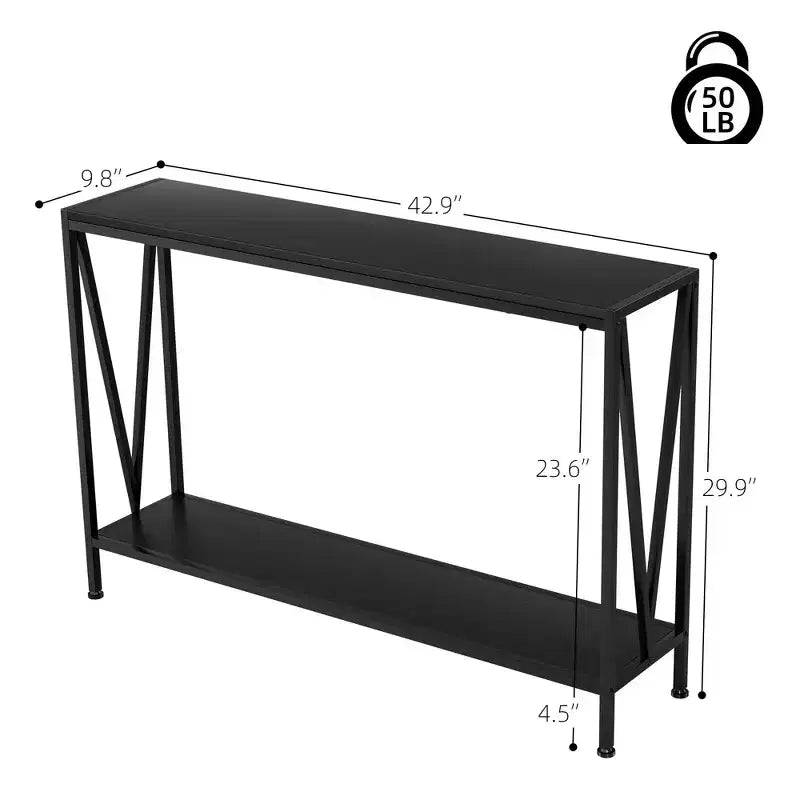 TROPOW Console, Table d'entrée à 2 niveaux, Table de canapé étroite avec rangement, Console pour entrée, salon, couloir
