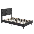 Cadre de lit double rembourré avec tête de lit en tissu
