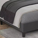Cadre de lit double rembourré avec tête de lit en tissu
