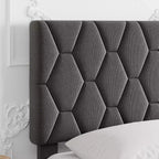 Cadre de lit double rembourré avec tête de lit en tissu
