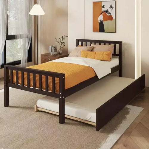 Acekool Twin Platform Bed Frame with Headboard, 2 Storage Drawers, Compact Noise-Free Design, No Box Spring Needed, for Kids or Guest Room