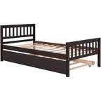 Acekool Cadre de lit plateforme double avec tête de lit, 2 tiroirs de rangement, design compact sans bruit, aucun sommier tapissier requis, pour chambre d'enfant ou d'amis
