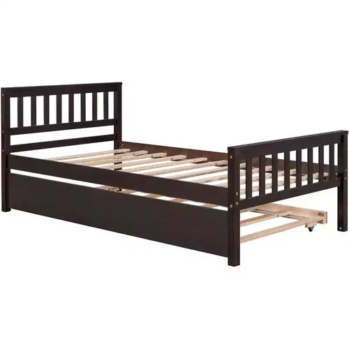 Acekool Cadre de lit plateforme double avec tête de lit, 2 tiroirs de rangement, design compact sans bruit, aucun sommier tapissier requis, pour chambre d'enfant ou d'amis