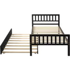 Acekool Cadre de lit plateforme double avec tête de lit, 2 tiroirs de rangement, design compact sans bruit, aucun sommier tapissier requis, pour chambre d'enfant ou d'amis