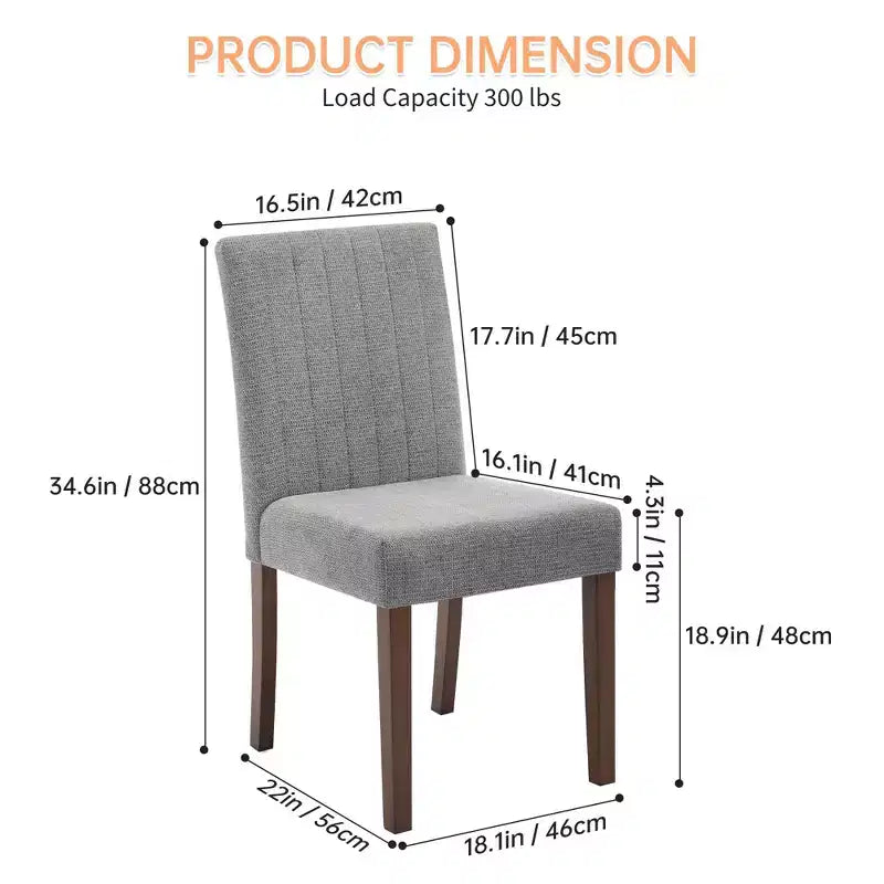 Chaise de salle à manger en bois CY-Direct, piètement à rayures, 25018A, lot de 2, avec construction en bois durable, assise confortable, design élégant, assemblage facile