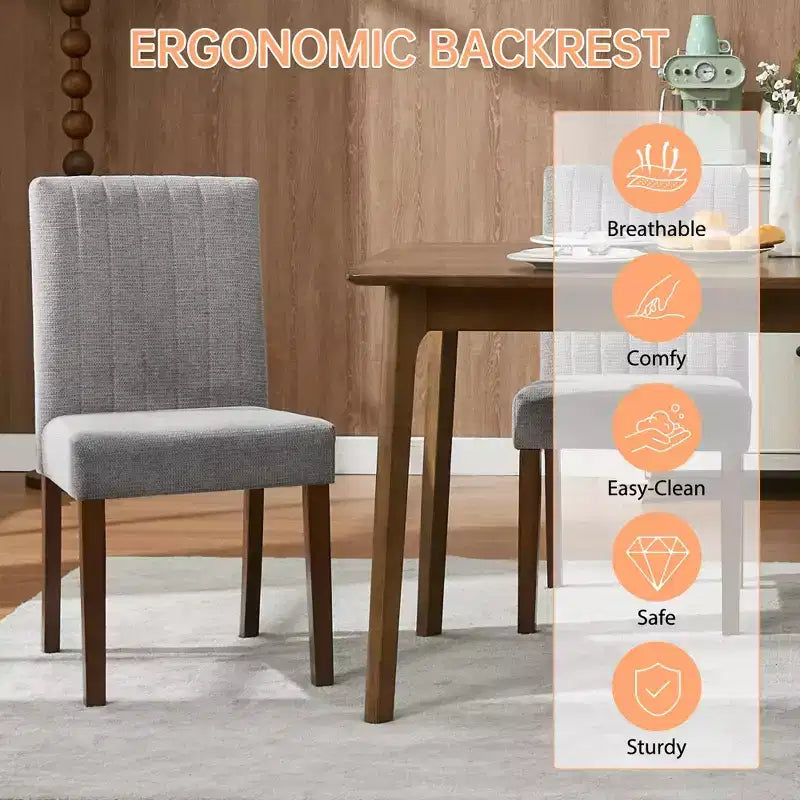 Chaise de salle à manger en bois CY-Direct, piètement à rayures, 25018A, lot de 2, avec construction en bois durable, assise confortable, design élégant, assemblage facile