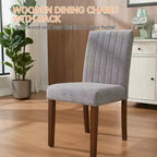 Chaise de salle à manger en bois CY-Direct, piètement à rayures, 25018A, lot de 2, avec construction en bois durable, assise confortable, design élégant, assemblage facile
