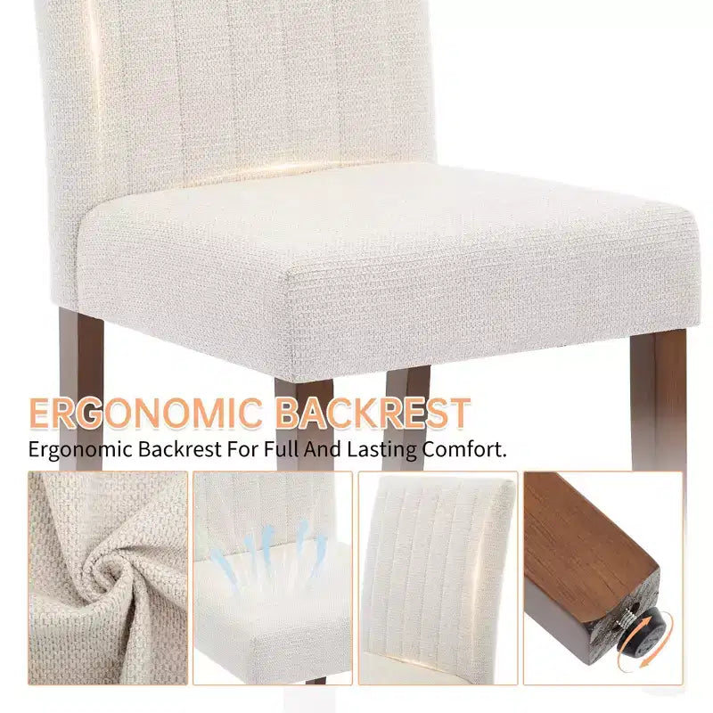 Chaise de salle à manger en bois CY-Direct, piètement à rayures, 25018A, lot de 2, avec construction en bois durable, assise confortable, design élégant, assemblage facile