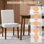 Chaise de salle à manger en bois CY-Direct, piètement à rayures, 25018A, lot de 2, avec construction en bois durable, assise confortable, design élégant, assemblage facile