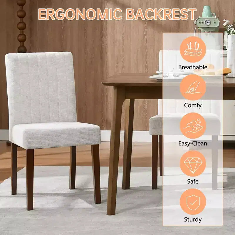 Chaise de salle à manger en bois CY-Direct, piètement à rayures, 25018A, lot de 2, avec construction en bois durable, assise confortable, design élégant, assemblage facile