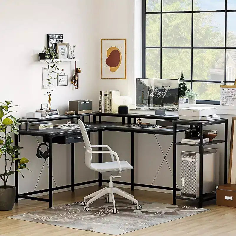Bureau de gamer en L Acekool 68 - Lumières LED et station de charge intégrée