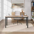 Acekool Bureau d'ordinateur moderne, Table de bureau de 160 cm, Grand bureau d'écriture avec cadre métallique, Bureau d'étude pour le travail à domicile